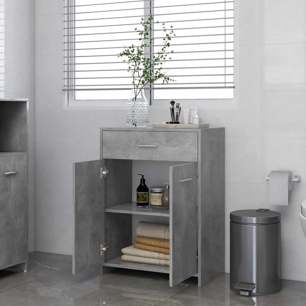 vidaXL Mobile da Bagno Grigio Cemento 60x33x80 cm in Legno Multistrato