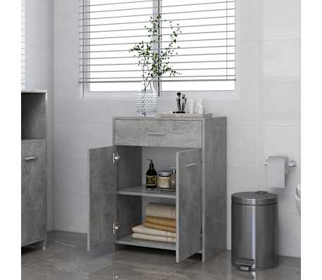 vidaXL Mobile da Bagno Grigio Cemento 60x33x80 cm in Legno Multistrato