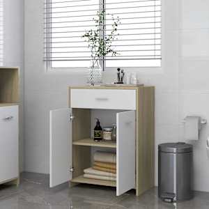 vidaXL Vonios kambario spintelė, balta ir ąžuolo, 60x33x80cm, MDP