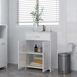 vidaXL Bathroom Cabinet High Gloss White 60x33x80 cm Engineered Wood