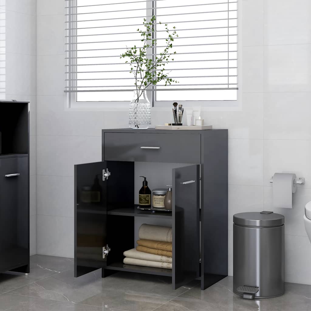 

vidaXL Badkamerkast 60x33x80 cm spaanplaat hoogglans grijs
