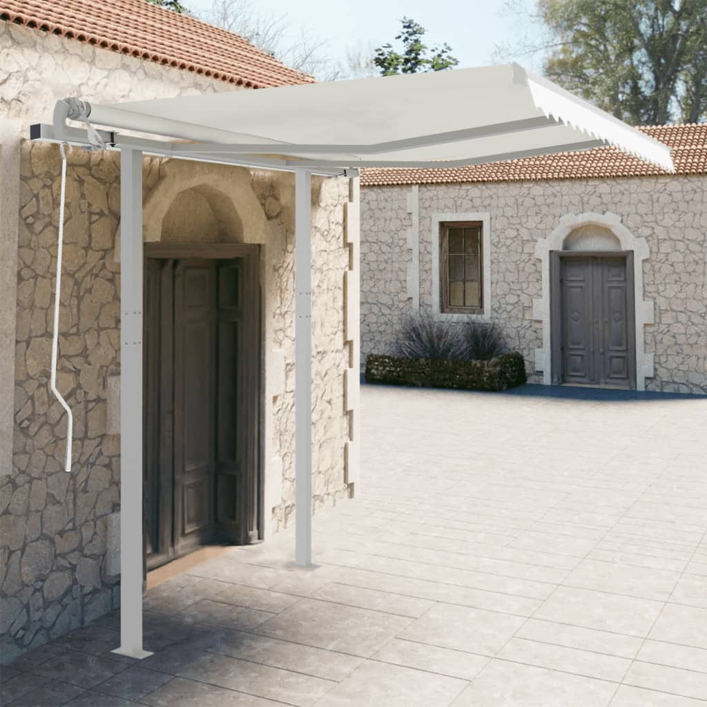 vidaXL Set stâlp pentru copertină, alb, 300x245 cm, fier