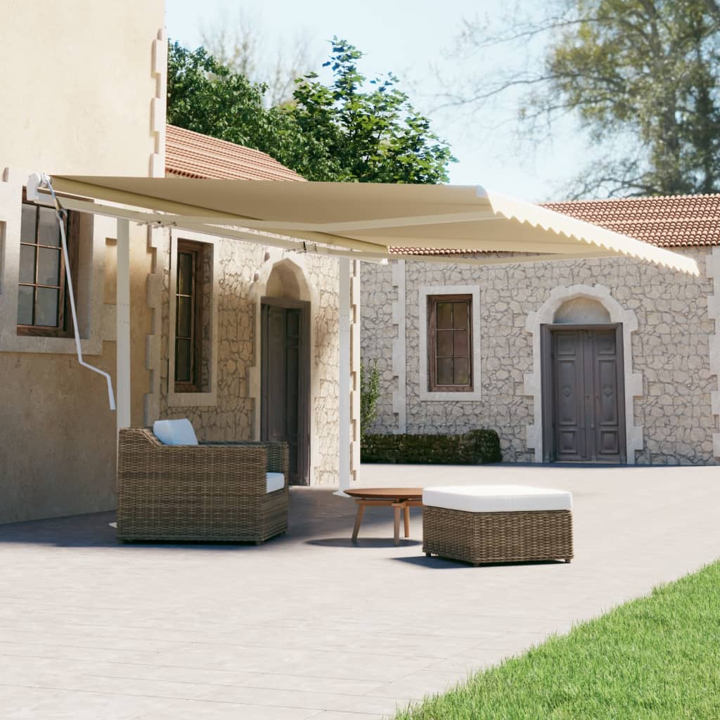 vidaXL Set stâlp pentru copertină, alb, 600x245 cm, fier