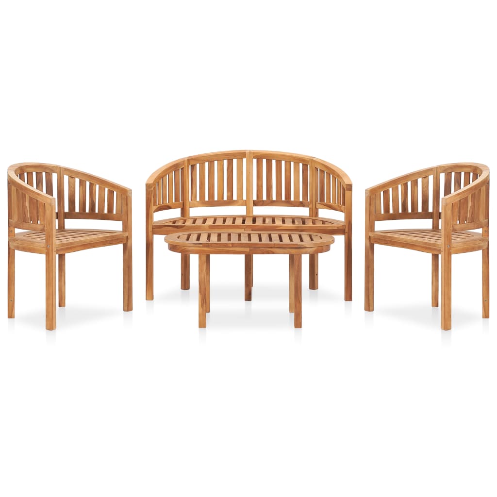 4-tlg. Garten-Lounge-Set Massivholz Teak