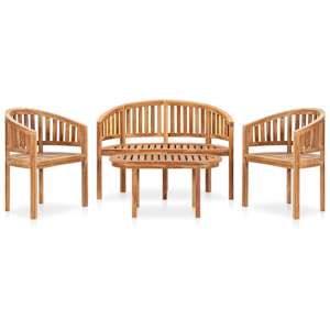 Vrtna sedežna garnitura banana 4-delna trdna tikovina