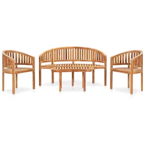 Vrtna sedežna garnitura banana 4-delna trdna tikovina