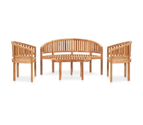 vidaXL Set mobilier grădină tip banană, 4 piese, lemn masiv de tec