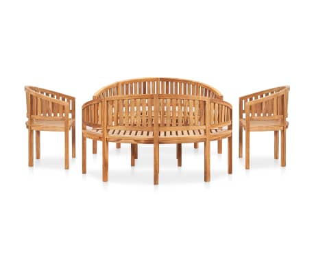 vidaXL Set mobilier grădină tip banană, 5 piese, lemn masiv de tec