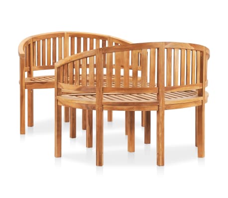 vidaXL Set mobilier grădină tip banană, 3 piese, lemn masiv de tec