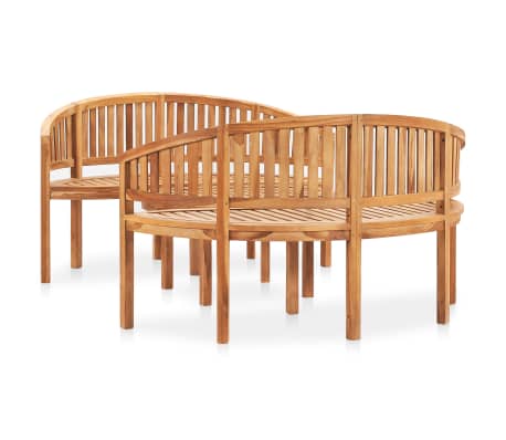 vidaXL Set mobilier grădină tip banană, 3 piese, lemn masiv de tec