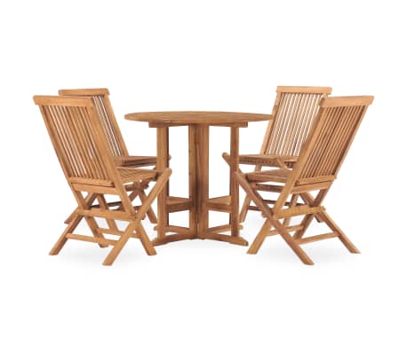 vidaXL Set de comedor de jardín plegable 5 pzas madera maciza de teca