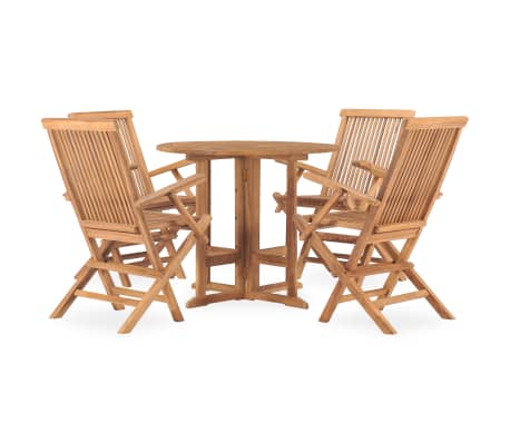 vidaXL Set de comedor de jardín plegable 5 pzas madera maciza de teca