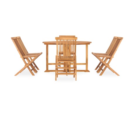 vidaXL udend&oslash;rs spisebordss&aelig;t 7 dele foldbart massivt teaktr&aelig;