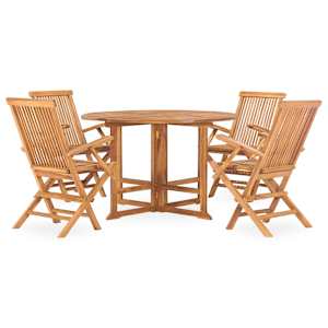 vidaXL Utend&oslash;rs spisestue sammenleggbar 5 deler heltre teak
