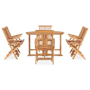 vidaXL 7 Piece Folding Outdoor Dining Set Solid Teak Wood