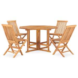 vidaXL 5 Piece Folding Outdoor Dining Set Solid Teak Wood