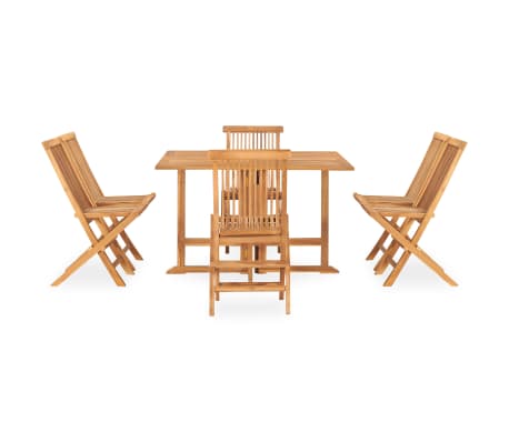 vidaXL 7-osainen kokoontaitettava ulkoruokailuryhm&auml; t&auml;ysi tiikki