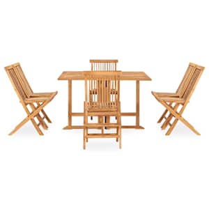 vidaXL 7-osainen kokoontaitettava ulkoruokailuryhm&auml; t&auml;ysi tiikki