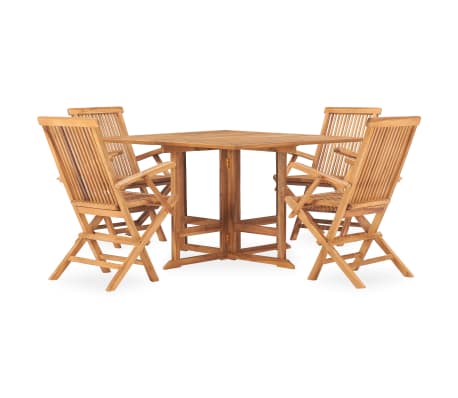 vidaXL 5-osainen kokoontaitettava ulkoruokailuryhm&auml; t&auml;ysi tiikki