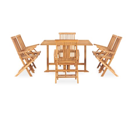 vidaXL 7 Piece Folding Outdoor Dining Set Solid Teak Wood