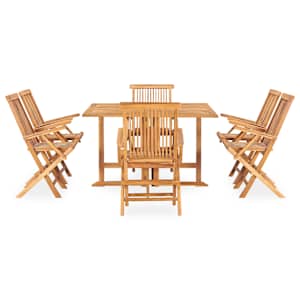 vidaXL 7 Piece Folding Outdoor Dining Set Solid Teak Wood