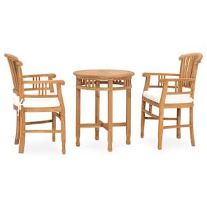 vidaXL Set da Pranzo da Giardino 3 pz con Cuscini in Massello di Teak