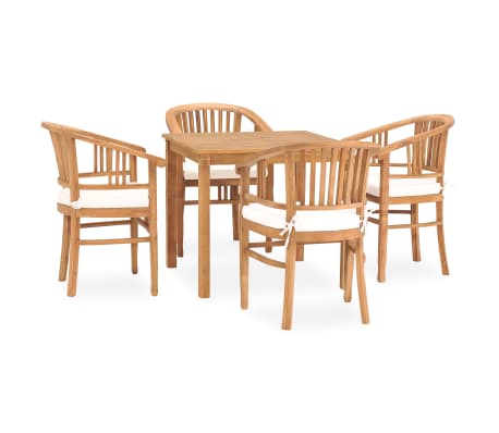 vidaXL Σετ Τραπεζαρίας Κήπου 5 τεμ. από Μασίφ Ξύλο Teak με Μαξιλάρια