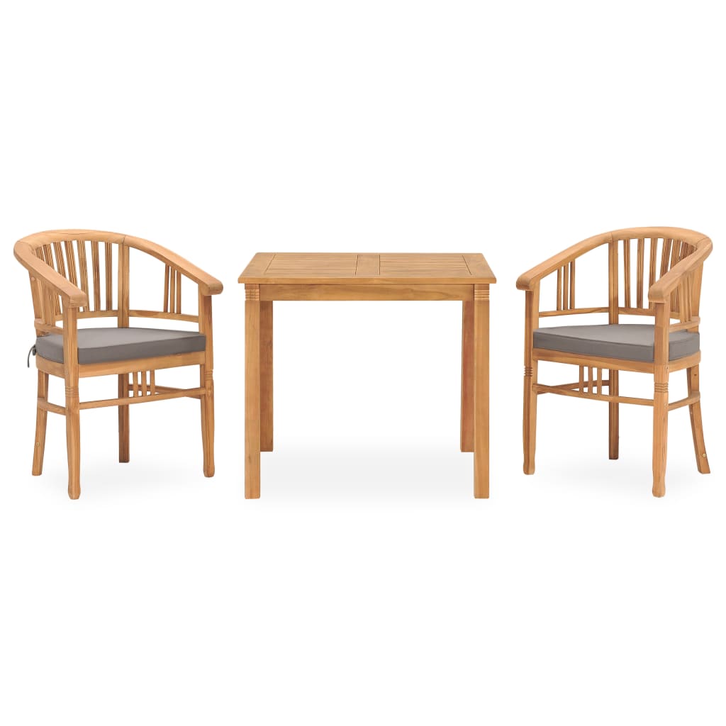

vidaXL 3 Piece Patio Dining Set with Cushions Solid Teak Wood