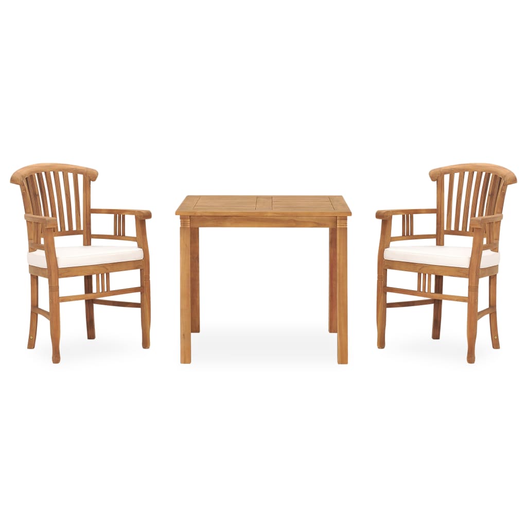 

vidaXL 3 Piece Patio Dining Set with Cushions Solid Teak Wood