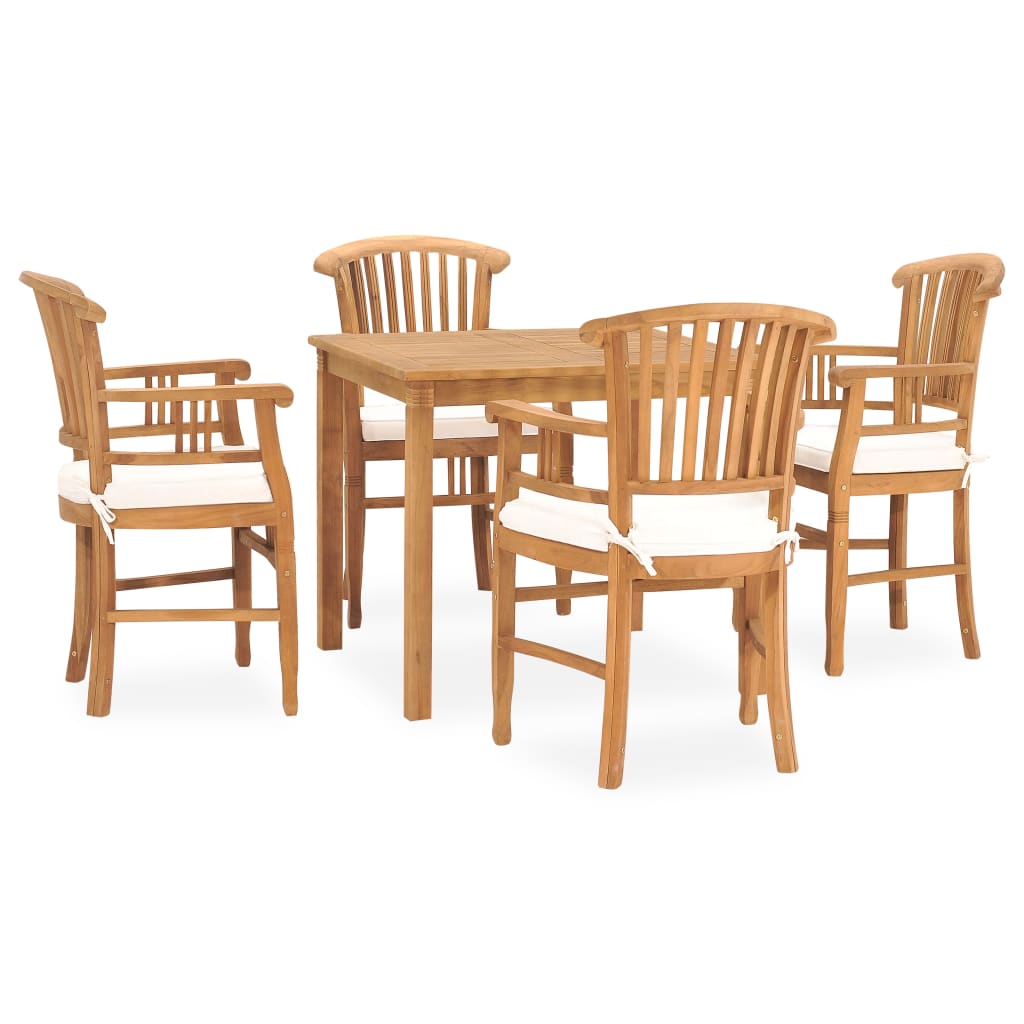 

vidaXL 5 Piece Patio Dining Set with Cushions Solid Teak Wood