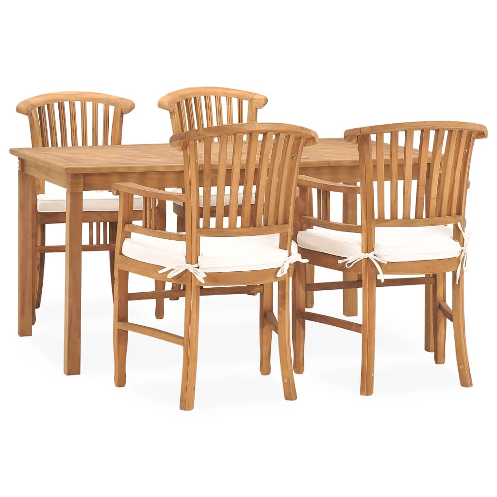 

vidaXL 5 Piece Patio Dining Set with Cushions Solid Teak Wood