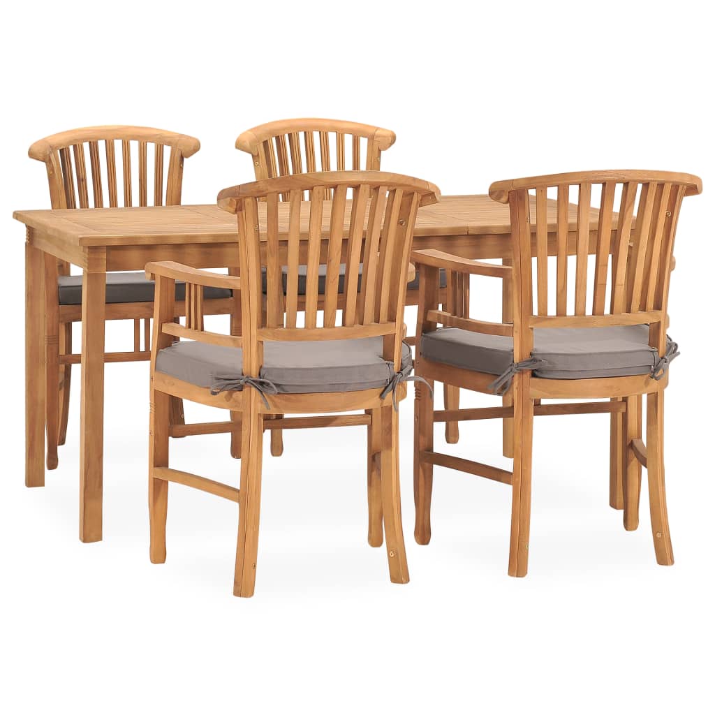 

vidaXL 5 Piece Patio Dining Set with Cushions Solid Teak Wood