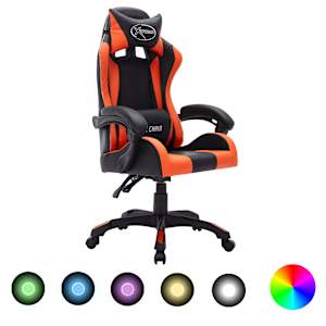 Herní židle s RGB LED podsvícením oranžovočerná umělá kůže - obrázek 1