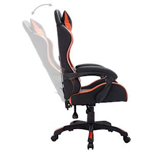 Herní židle s RGB LED podsvícením oranžovočerná umělá kůže - obrázek 5