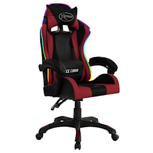 vidaXL Fauteuil de jeux vid&eacute;o avec LED RVB Bordeaux et noir Similicuir
