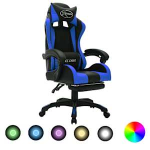 vidaXL v&otilde;idus&otilde;idutool RGB LED-tuledega, sinine ja must, kunstnahk