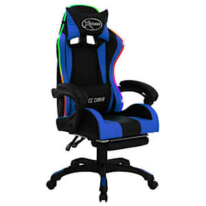 Herní židle s RGB LED podsvícením modro-černá faux kůže - obrázek 2