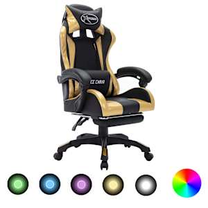 Herní židle s RGB LED podsvícením zlato-černá umělá kůže - obrázek 1