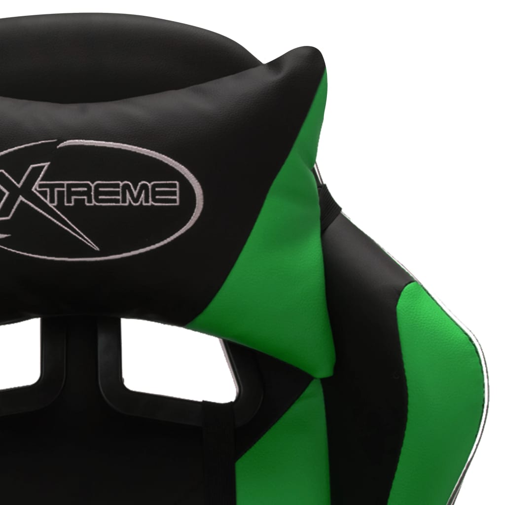 Herná stolička s RGB LED svetlami zeleno-čierna umelá koža