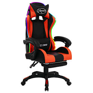 vidaXL Καρέκλα Racing με Φωτισμό RGB LED Πορτοκαλί/Μαύρο Δερματίνη