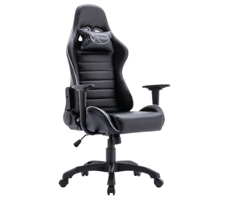 vidaXL biroja krēsls, LED gaismas, melna mākslīgā āda