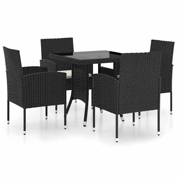 vidaXL 5-osaline aiam&ouml;&ouml;bli komplekt, pol&uuml;rotang, must