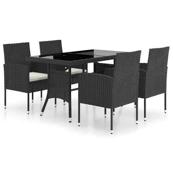 vidaXL 5-osaline aiam&ouml;&ouml;blikomplekt, pol&uuml;rotang, must