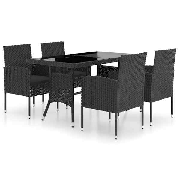 vidaXL 5-osaline aiam&ouml;&ouml;blikomplekt, pol&uuml;rotang, must