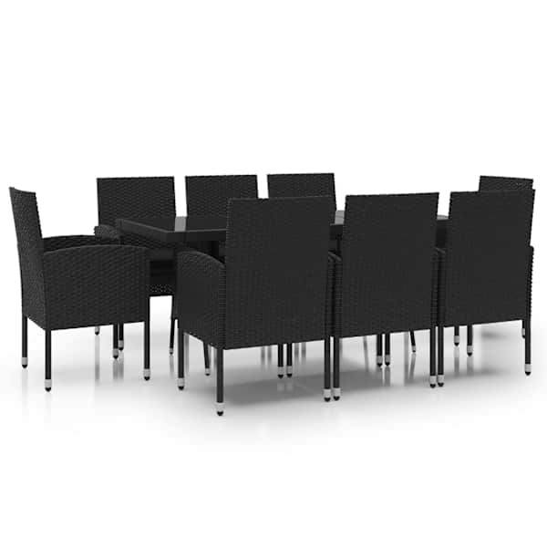 vidaXL 9-osaline aiam&ouml;&ouml;blikomplekt, pol&uuml;rotang, must
