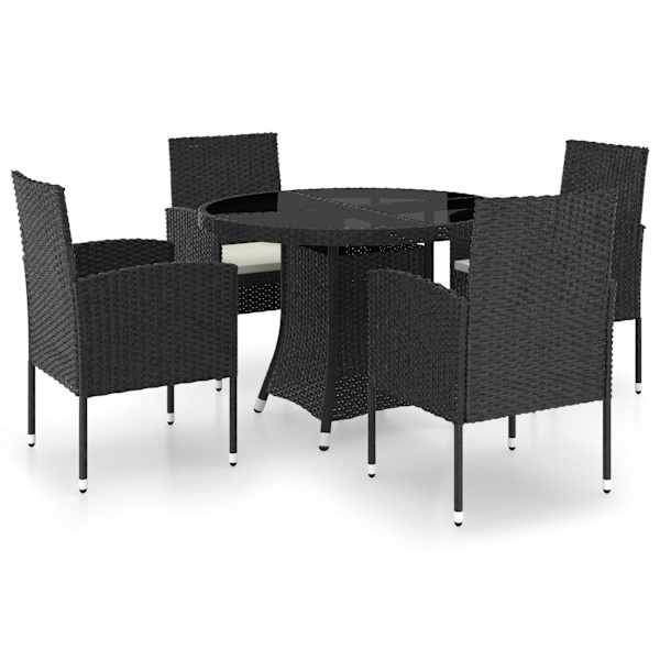 vidaXL 5-osaline aiam&ouml;&ouml;blikomplekt, pol&uuml;rotang, must
