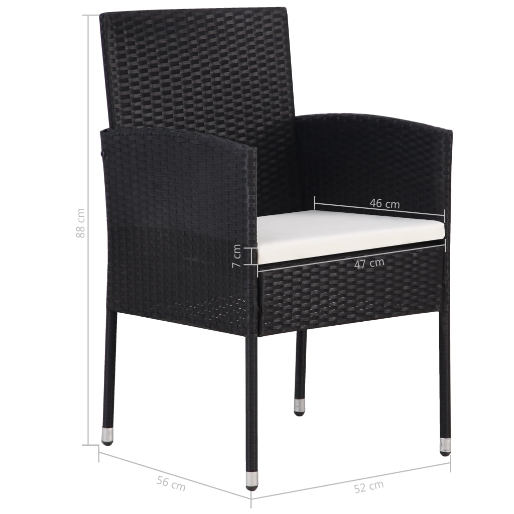 Set mobilier de grădină, 5 piese, negru, poliratan