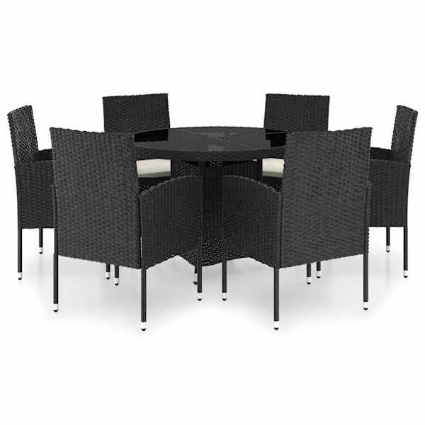 vidaXL 7-osaline aiam&ouml;&ouml;bli komplekt, pol&uuml;rotang, must