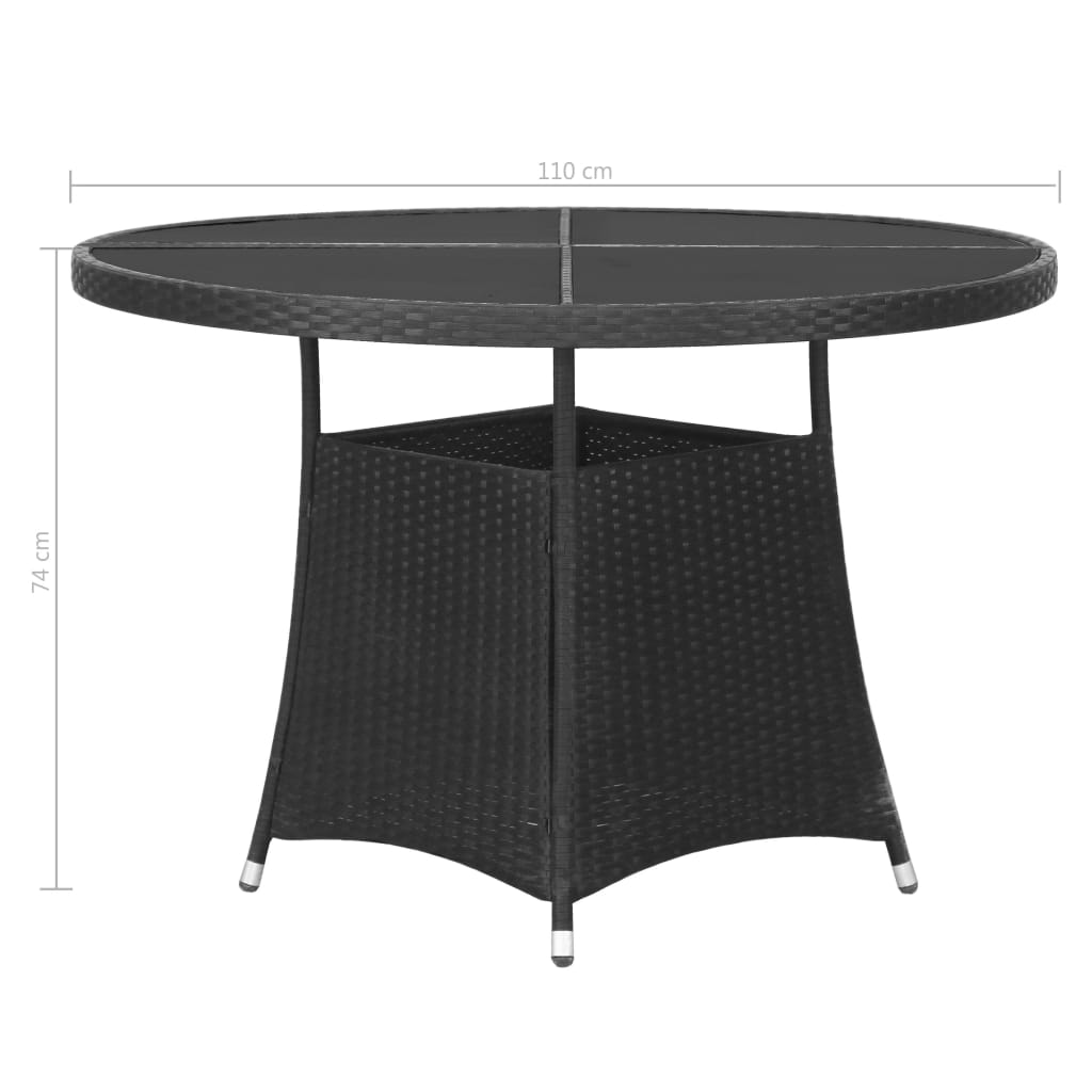 Set mobilier de grădină, 7 piese, negru, poliratan