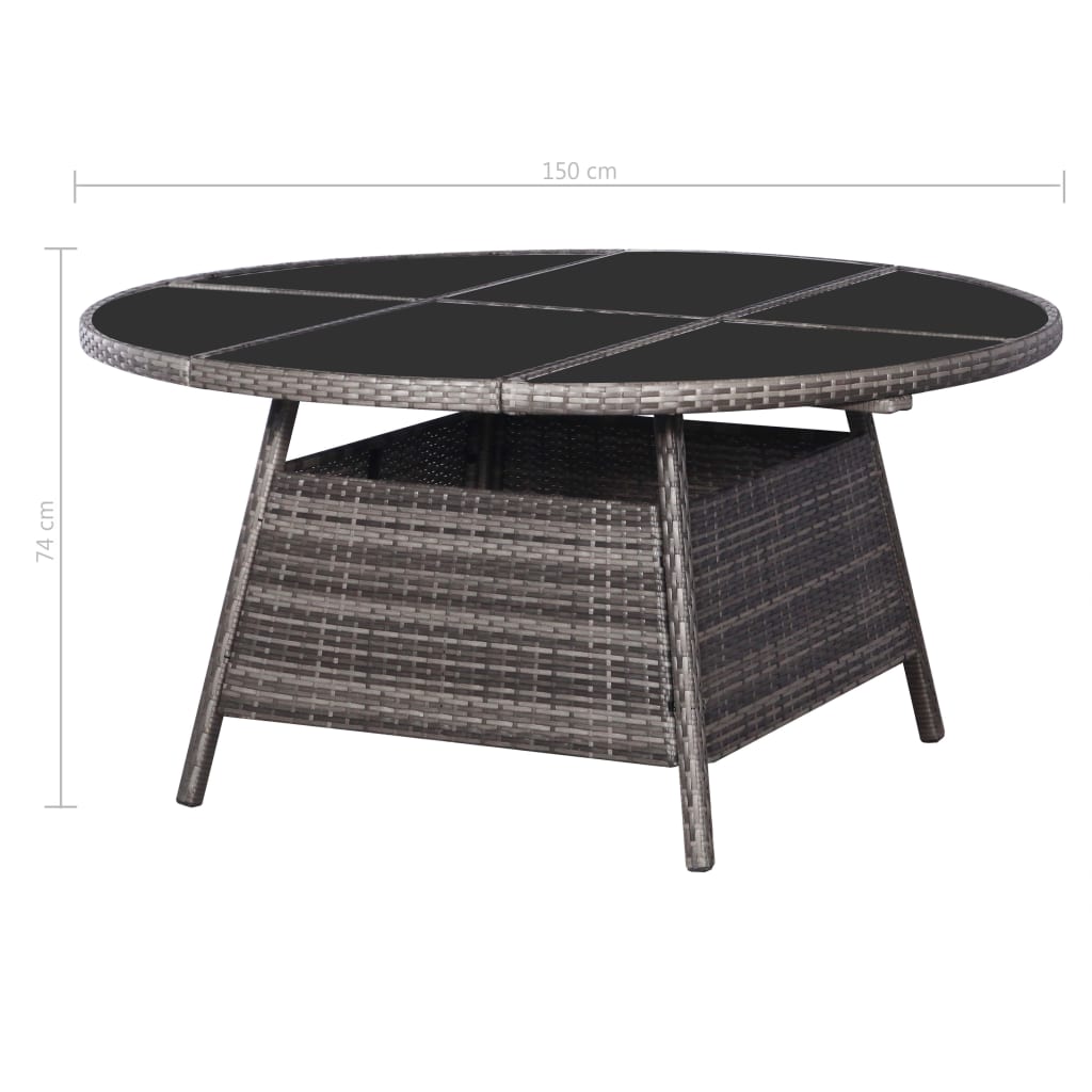 Set mobilier de grădină, 9 piese, antracit & gri, poliratan